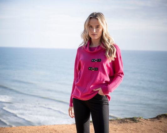 Marble Fashions buckle cowl sweater 8093/126